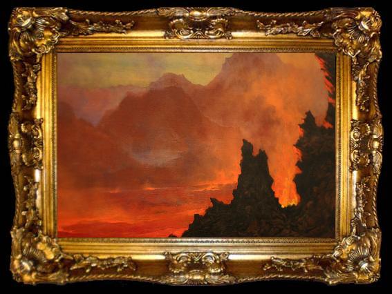framed  Jules Tavernier Kilauea Caldera, Sandwich Islands,, ta009-2